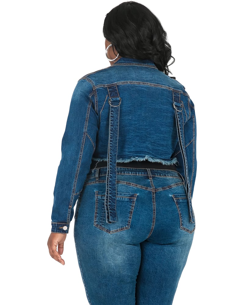 Cropped denim jacket frayed top